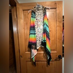 Crazy Train Sarape/Animal Print Embroidered Vest